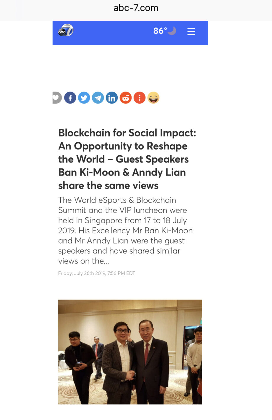 [ABC News] Blockchain for Social Impact: An Opportunity to Reshape the World- Guest Speakers Ban Ki-Moon & Anndy Lian share the same the views