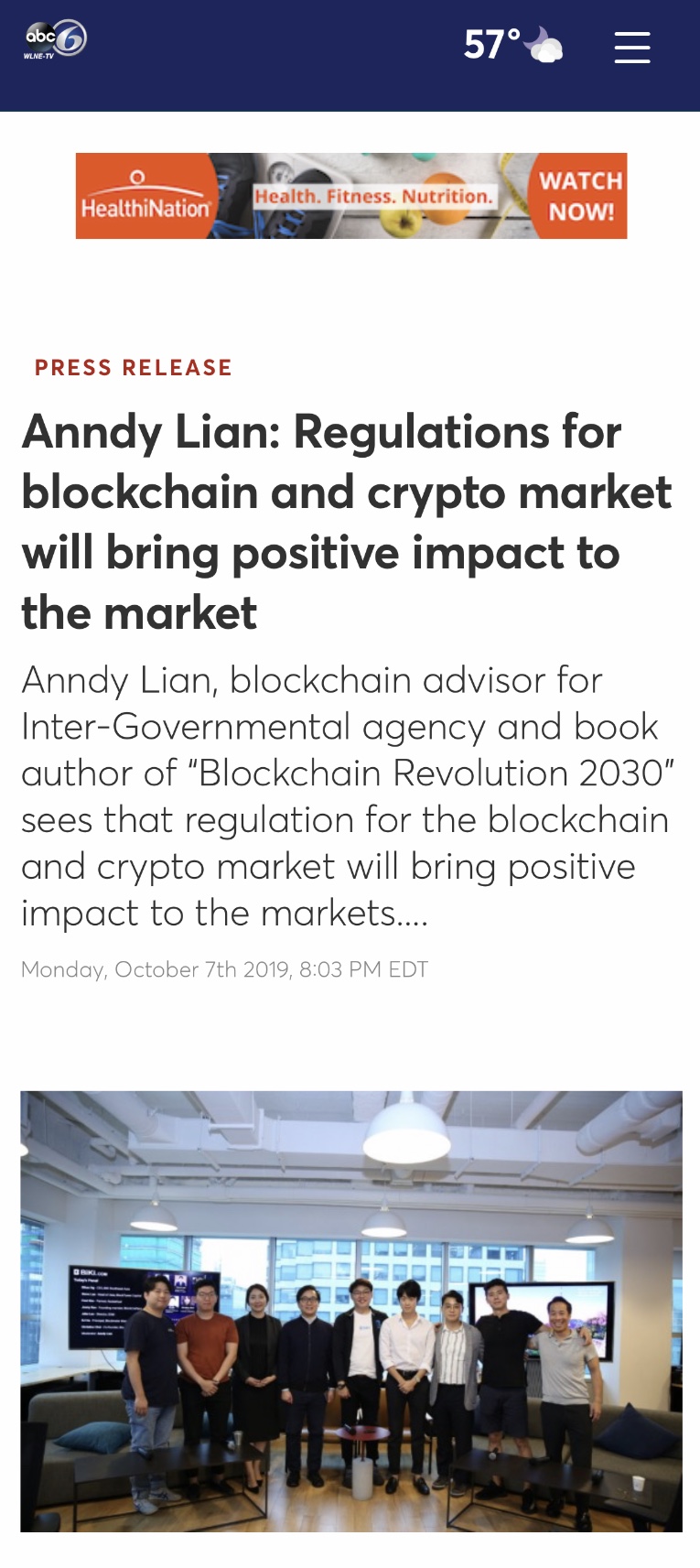 ABC NEWS- Anndy Lian: Regulations for blockchain and crypto market will bring positive impact to the market